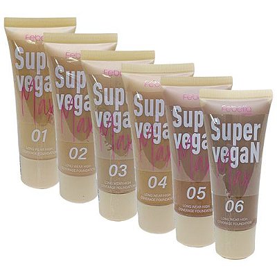 Base Líquida Matte Super Vegan Max Febella BB5043 - Kit c/ 06 unid