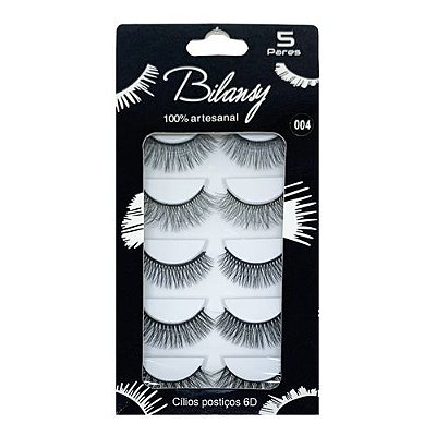 Cílios Postiços com 05 Pares 6D 004 Bilansy BC074-4