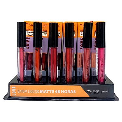 Batom Líquido Matte 48 Horas Box 04 Cor 268 ao 273 Max Love - Box c/ 48 unid