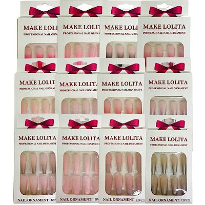 Unhas Postiças Autocolantes Make Lolita ML1143 - Pcte c/ 12 unid