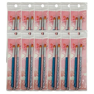 Kit com 03 Pincéis para Decoração de Unhas Mandala JD-3266 - Pcte c/ 12 unid