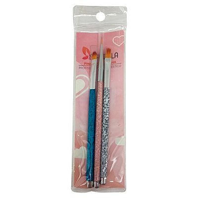 Kit com 03 Pincéis para Decoração de Unhas Mandala JD-3266