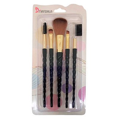 Kit com 05 Pincéis para Maquiagem Mandala PM-692