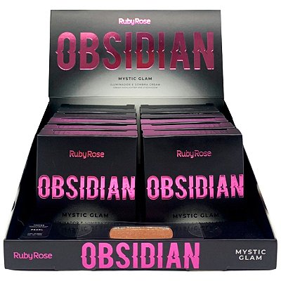 Iluminador e Sombra Cream Mystic Glam Pearl Obsidian Ruby Rose HB-2600-1 - Box c/ 12 unid