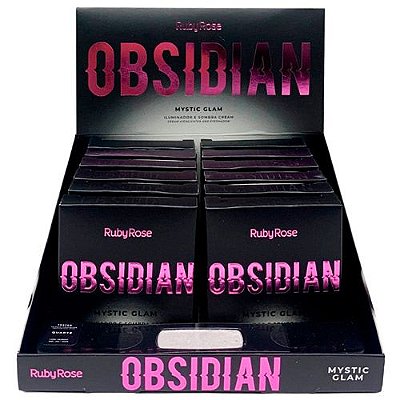 Iluminador e Sombra Cream Mystic Glam Quartz Obsidian Ruby Rose HB-2600-3 - Box c/ 12 unid