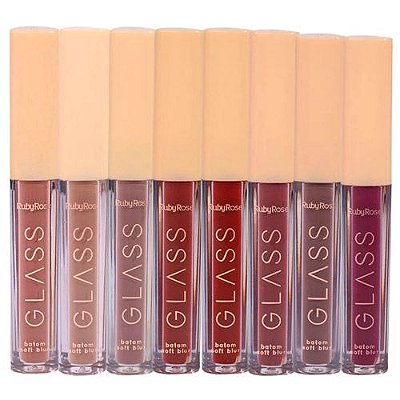 Batom Líquido Soft Blur Glass Ruby Rose HB-579 - Kit c/ 08 unid