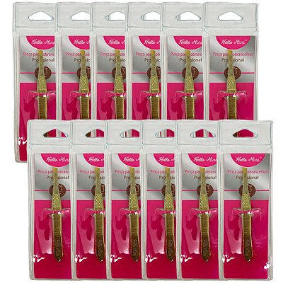 Pinça para Sobrancelha Profissional Hello Mini PI145-2 - Pcte c/ 12 unid
