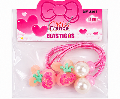 Kit Elásticos para Cabelo Infantil Miss France MF-2391 - Cartela c/ 10 unid