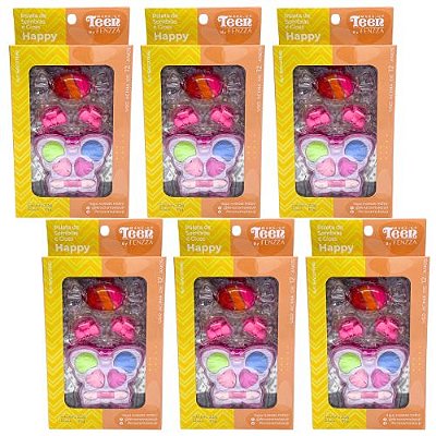 Paleta de Sombras e Gloss Happy Teen Fenzza SKV12011160 - Kit c/ 06 unid