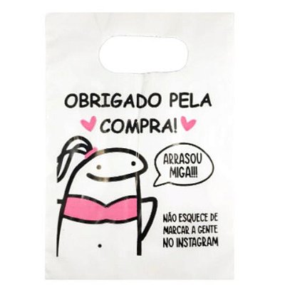 Sacola de Presente Obrigado Pela Compra Tam 15 x 20 - Pcte c/ 50 unid