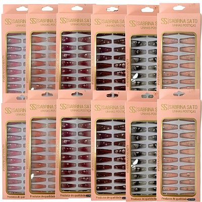 Unhas Postiças Autocolantes Sabrina Sato SS-3166 - Pcte c/ 12 unid