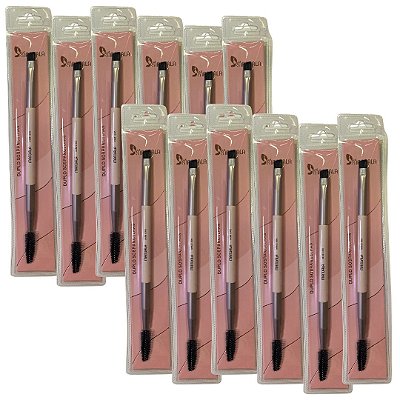 Pincel Duplo Sobrancelha Mandala MM1106 - Pcte c/ 12 unid