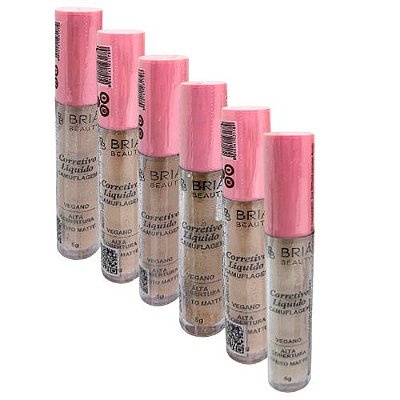 Corretivo Líquido Camuflagem Briá Beauty BB0011 - Kit c/ 06 unid