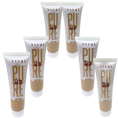 Base Líquida Matte Pura Skin Vivai 1108.1.1 - Kit c/ 06 unid