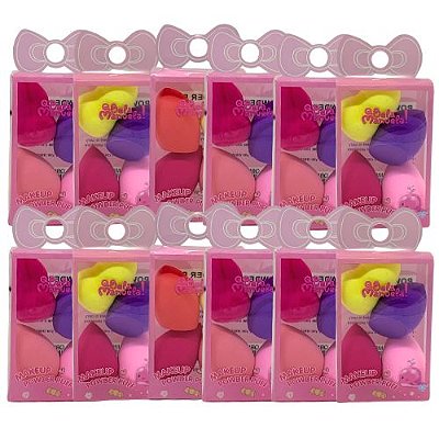 Kit com 04 Mini Esponjas para Maquiagem Qbella Manuela! QBM514 - Pcte c/ 12 unid
