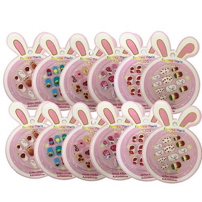 Unhas Postiças Infantil Femme Paris Kids FM005 - Pcte c/ 12 unid