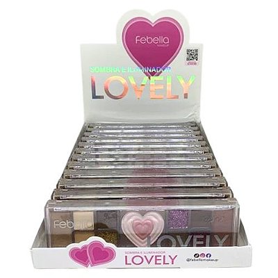 Paleta de Sombra e Iluminador Lovely Febella PSO30343 - Box c/ 12 unid