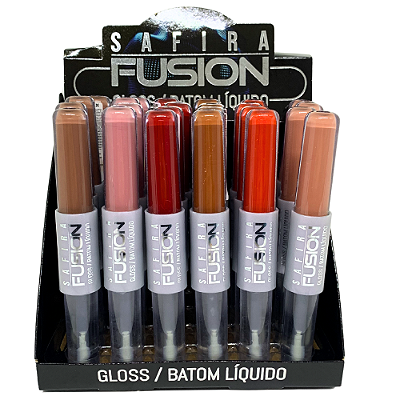 Batom Líquido e Gloss Fusion Safira - Box c/ 24 unid