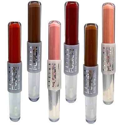 Batom Líquido e Gloss Fusion Safira - Kit c/ 06 unid