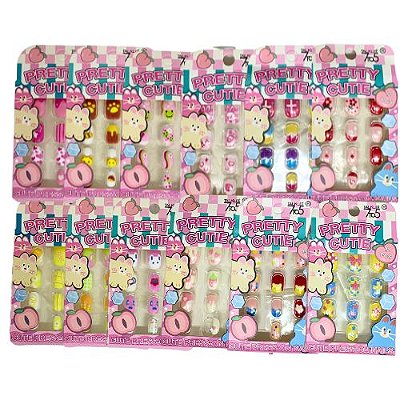 Unhas Postiças Infantil Pretty Cutie - Pcte c/ 12 unid