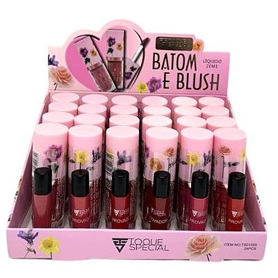 Batom e Blush Líquido 2 em 1 Toque Special - Box c/ 24 unid