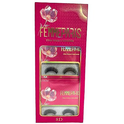 Cílios Postiços 8D F010 Femme Paris FM1010 - Box c/ 10 unid