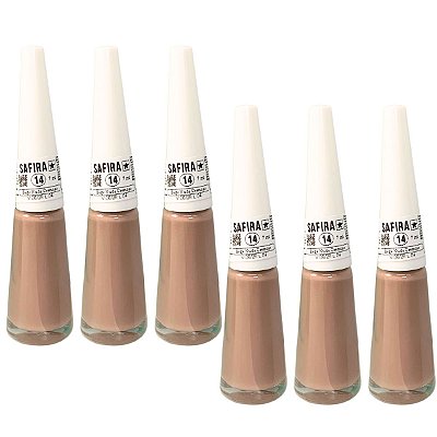 Esmalte Bege Nude Cremoso N° 14 Safira - Kit c/ 06 unid
