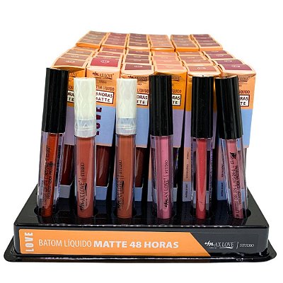 Batom Líquido Matte 48 Horas Cor 274 ao 279 Max Love - Box c/ 48 unid