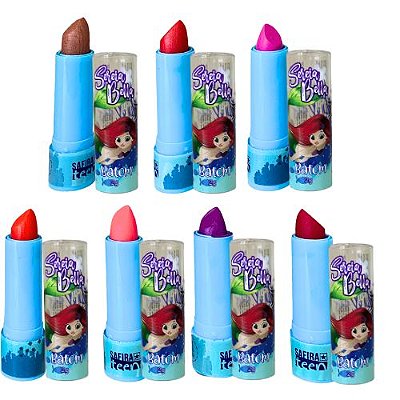 Batom Bastão Sereia Bella Linha Teen Safira - Kit c/ 07 unid