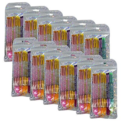 Kit com 12 Pincéis Duplo Glitter - Pcte c/ 12 unid