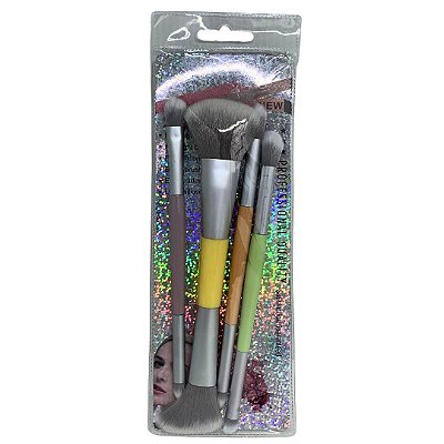 Kit com 04 Pincéis Duplo para Maquiagem