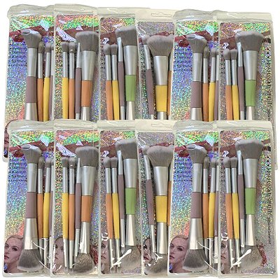 Kit com 04 Pincéis Duplo para Maquiagem - Pcte c/ 12 unid