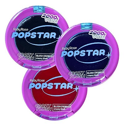 Blush Cremoso Crazy Flush Popstar Ruby Rose HB-M04 - Kit c/ 03 unid