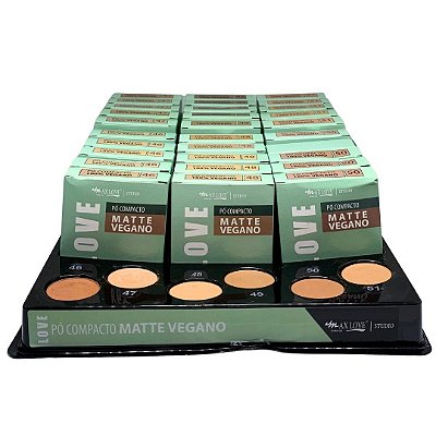 Pó Compacto Matte Vegano Love Tons 46 ao 51 Max Love - Box c/ 30 unid