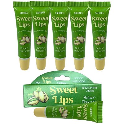 Hidratante Labial Balm Sweet Lips Pistache Safira - Kit c/ 06 unid