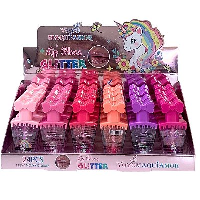 Lip Gloss Glitter Lacinho Yoyo Maquiamor YYC-0007 - Box c/ 24 unid