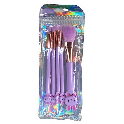 Kit com 05 Pincéis para Maquiagem Coelho