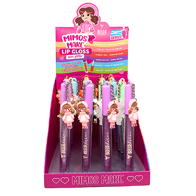 Lip Gloss com Glitter Boneca Mimos Make Bello Charme BC68 - Box c/ 24 unid