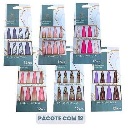 Unhas Postiças Autocolantes Sabrina Sato SP1221 - Pcte c/ 12 unid