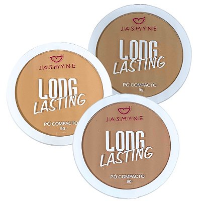 Pó Compacto Long Lasting Jasmyne JS08010-A - Kit c/ 03 unid