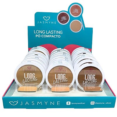 Pó Compacto Long Lasting Jasmyne JS08010-B - Box c/ 24 unid