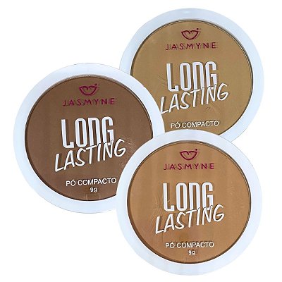 Pó Compacto Long Lasting Jasmyne JS08010-B - Kit c/ 03 unid