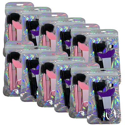 Kit com 08 Mini Pincel para Maquiagem - Pcte c/ 12 unid