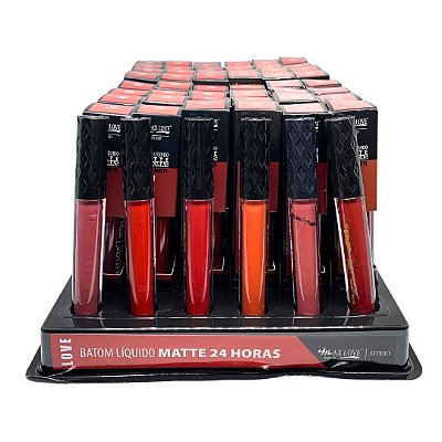 Batom Líquido Matte 24 Horas Cor 39 ao 44 Max Love - Box c/ 48 unid