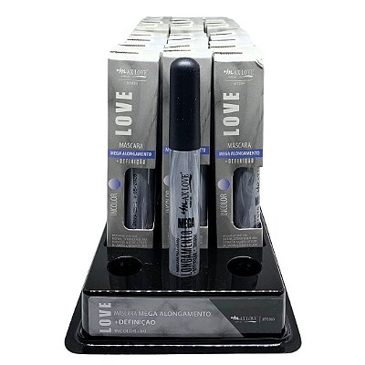 Máscara para Cílios Love Incolor Mega Alongamento + Definição N° 60 Max Love - Box c/ 24 unid