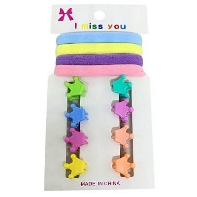 Kit Infantil Mini Presilha + Rabico De Cabelo