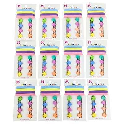 Kit Infantil Mini Presilha + Rabico De Cabelo - Pcte c/ 12 unid