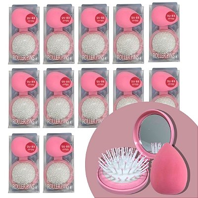 Kit com 01 Escova com Espelho e 01 Esponja - Pcte c/ 12 unid