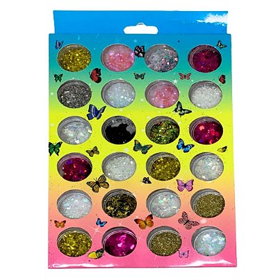 Glitter De Strass Para Unha 24 Cores