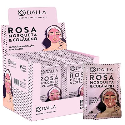 Máscara Facial Rosa Mosqueta & Colágeno Peel Off Dalla DL1005 - Box c/ 60 unid